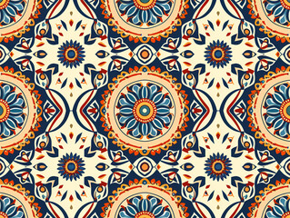 Pattern seamless design white background, wallpaper, flower, fabric, carpet, mandalas, clothing, wrapping, sarong, tablecloth, shape, geometric pattern, ethnic pattern, traditional. illustration