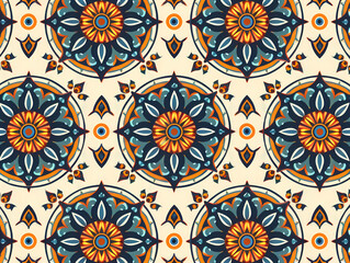 Pattern seamless design white background, wallpaper, flower, fabric, carpet, mandalas, clothing, wrapping, sarong, tablecloth, shape, geometric pattern, ethnic pattern, traditional. illustration