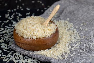 fresh uncooked rice in close-up - 751252977