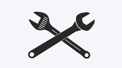 Simple Wrench and screwdriver or tools solid black icon - obrazy, fototapety, plakaty