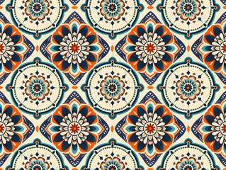 Pattern seamless design white background, wallpaper, flower, fabric, carpet, mandalas, clothing, wrapping, sarong, tablecloth, shape, geometric pattern, ethnic pattern, traditional. illustration