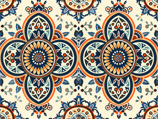 Pattern seamless design white background, wallpaper, flower, fabric, carpet, mandalas, clothing, wrapping, sarong, tablecloth, shape, geometric pattern, ethnic pattern, traditional. illustration