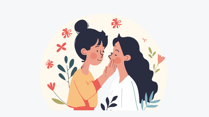 Mom taking care of her face flat vector
