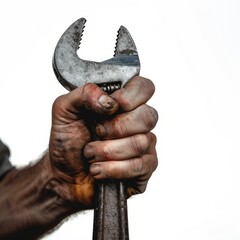 Fototapeta premium someones hand holding spanner