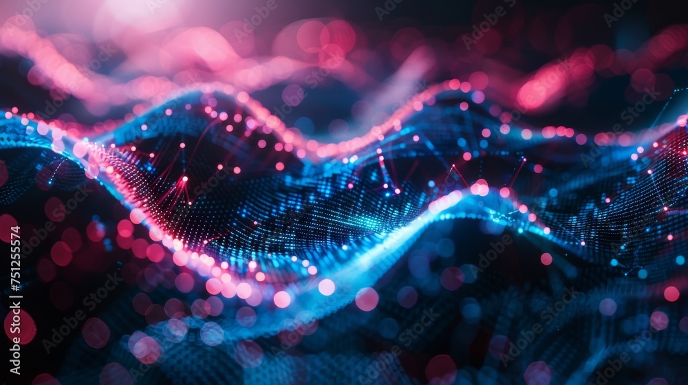 Fototapete Business and Internet projects using cybersecurity and information or network protection. Low polygon, particle, and triangle style design.