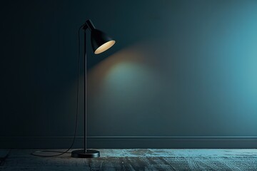 a lamp in a dark interior