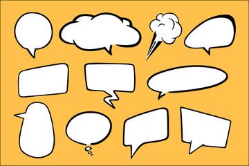Vector Comics Elements Shapes Objects Forms Speech Bubbles Clouds Motion