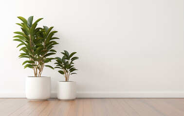 The plant is in a white pot, looking clean, placed in a room with a white tone. - obrazy, fototapety, plakaty