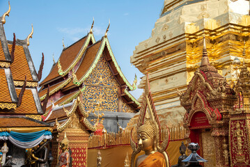 Wat Phra That Doi Suthep Ratchaworawihan Temple is the most famous landmark in Chiang Mai, Thailand
