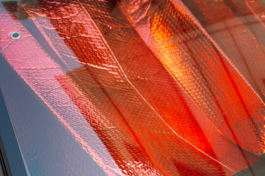 Close-up of bright red blue folio