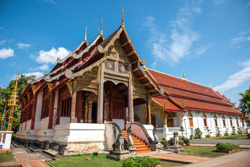 Wat phra singh temple is the most famous landmark in Chiang Mai, Thailand