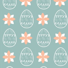 Easter cute cheerful ornament with Easter eggs. Vector illustration.