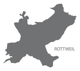 Rottweil German city map grey illustration silhouette shape