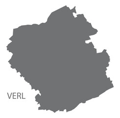 Verl German city map grey illustration silhouette shape
