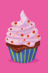 Homemade pastry with berries and whipped cream