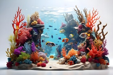 A Glimpse of the Ocean: A Captivating Aquarium Display of a Coral Reef’s Biodiversity and the Intricacies of Marine Life, generative AI