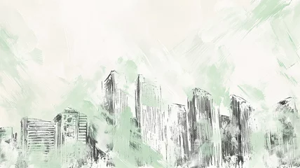 Foto op Aluminium Urban landscape in graphic style on a white background, high-rise buildings in sketch technique © kichigin19