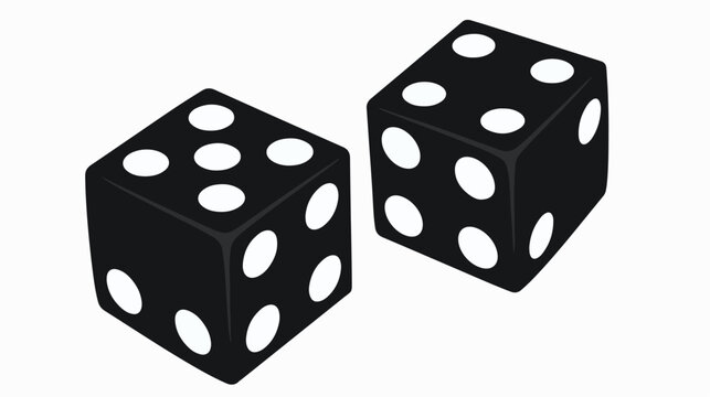 Two dice to gamble or gambling in craps flat vector