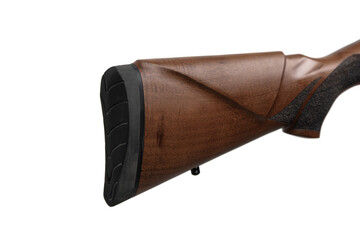 Semi-automatic rifled carbine. Hunting rifle with a wooden butt. Isolate on a white back