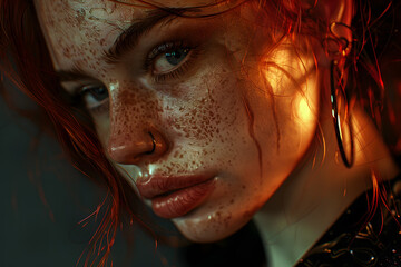 Portrait with a focus on highly detailed textures and realistic skin tones