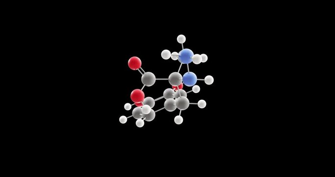 Carbidopa molecule, rotating 3D model of lodosyn, looped video on a black background