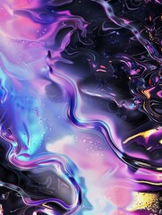 A colorful, abstract painting with a purple and blue swirl