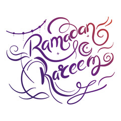 Ramadan Kareem Vector Greeting Card Template. Social Media Banner, Poster Ramadan Layout with Hand drawn Lettering. Sketch style illustration.