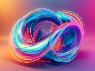 A colorful, swirling shape that looks like an infinity symbol