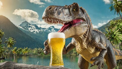 ビールを飲むティラノザウルス