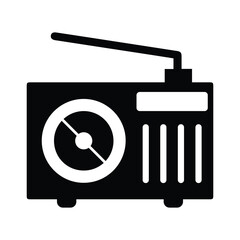 Radio: Wireless marvel amplifying voices, music, news globally. Instant communication, cultural bridge, and timeless entertainment in a single wavelength. Radio icon vector template. - obrazy, fototapety, plakaty