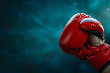 Strength and Determination Captured in Red Boxing Gloves Banner - obrazy, fototapety, plakaty