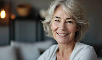 portrait of a beautiful senior woman, 60 years old attractive model, beautiful smiling senior Caucasian female 