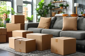 a bunch of moving boxes in a house of all different types and sizes professional photography