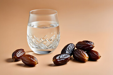 Ramadan glass of water with dates