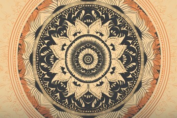 Intricately Detailed Mandala with a Vintage Aesthetic, Generative AI