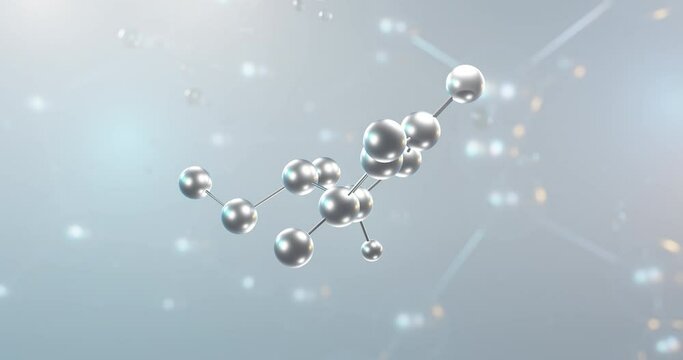Ascorbic acid rotating 3d molecule, molecular structure of vitamin c, seamless video