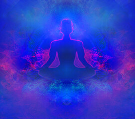 Man Meditate Yoga abstract artistic card - 751265139