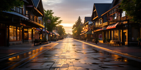 Fototapeta premium Old chinese town with narrow streets in a rainy day