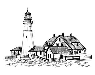 Lighthouse Drawing Line