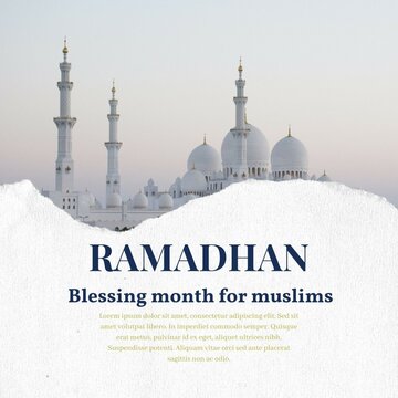 White Ramadan Kareem Illustration, Ramadan Mubarak Islamic Instagram Post Template