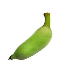 Fresh, green banana fruit isolated on a transparent background, ideal for culinary and nutrition...