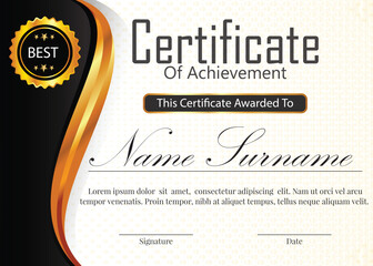 new professional and trend design of certificate with black and golden color and background elements and lines 