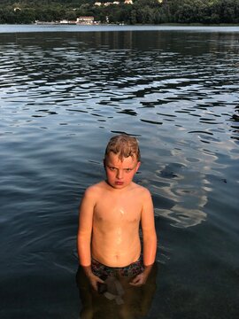 A kid on a lake