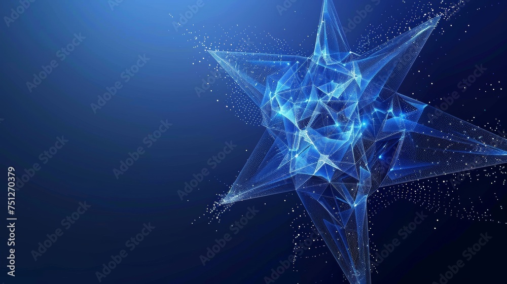 Poster isolated illustration. blue abstract star design with low poly style. abstract geometric background.