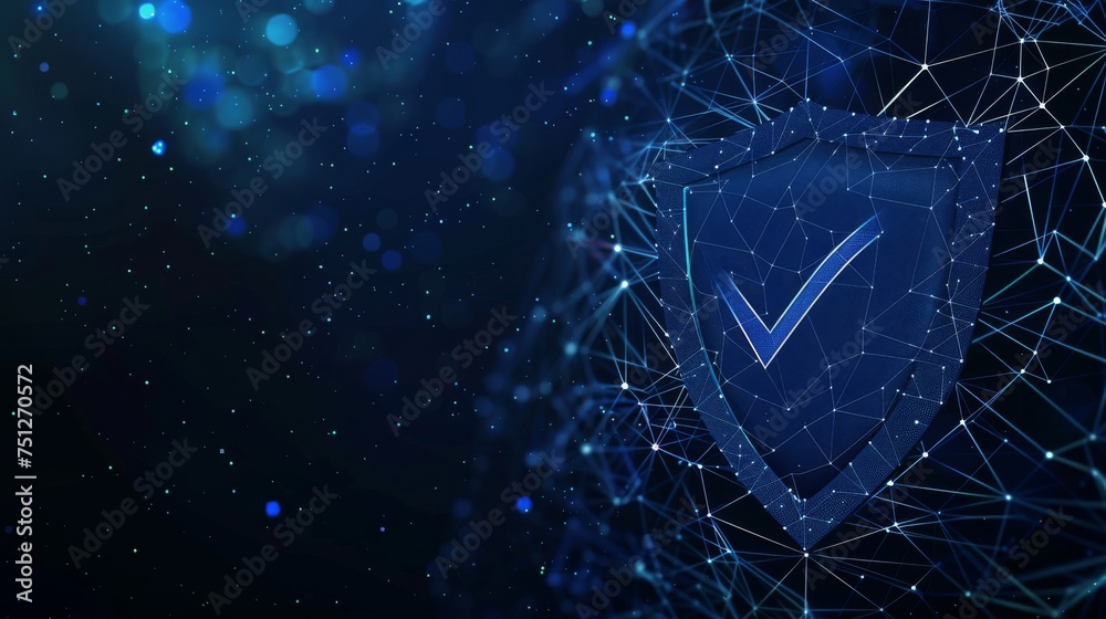 Poster having a check mark on the shield is like looking at constellations in the night sky, with dots and 