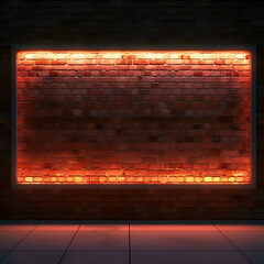 Brick wall with neon lights. 3d render. Vintage background.