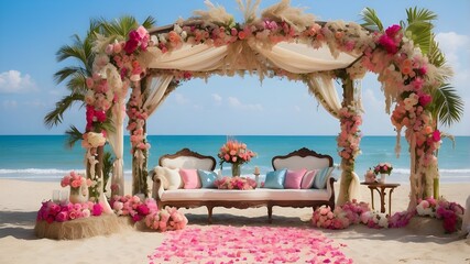 well decorated place for party at beach 