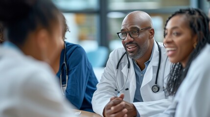 A diverse medical team from around the world working together in a hospital setting.