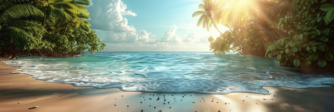 Summer Exotic Sandy Beach Blur Palms, HD, Background Wallpaper, Desktop Wallpaper