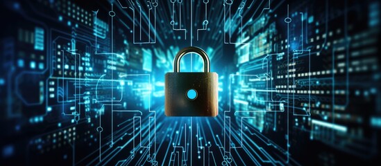 A padlock symbolizing security and protection is displayed on a digital background, representing the importance of safeguarding information in the digital age.